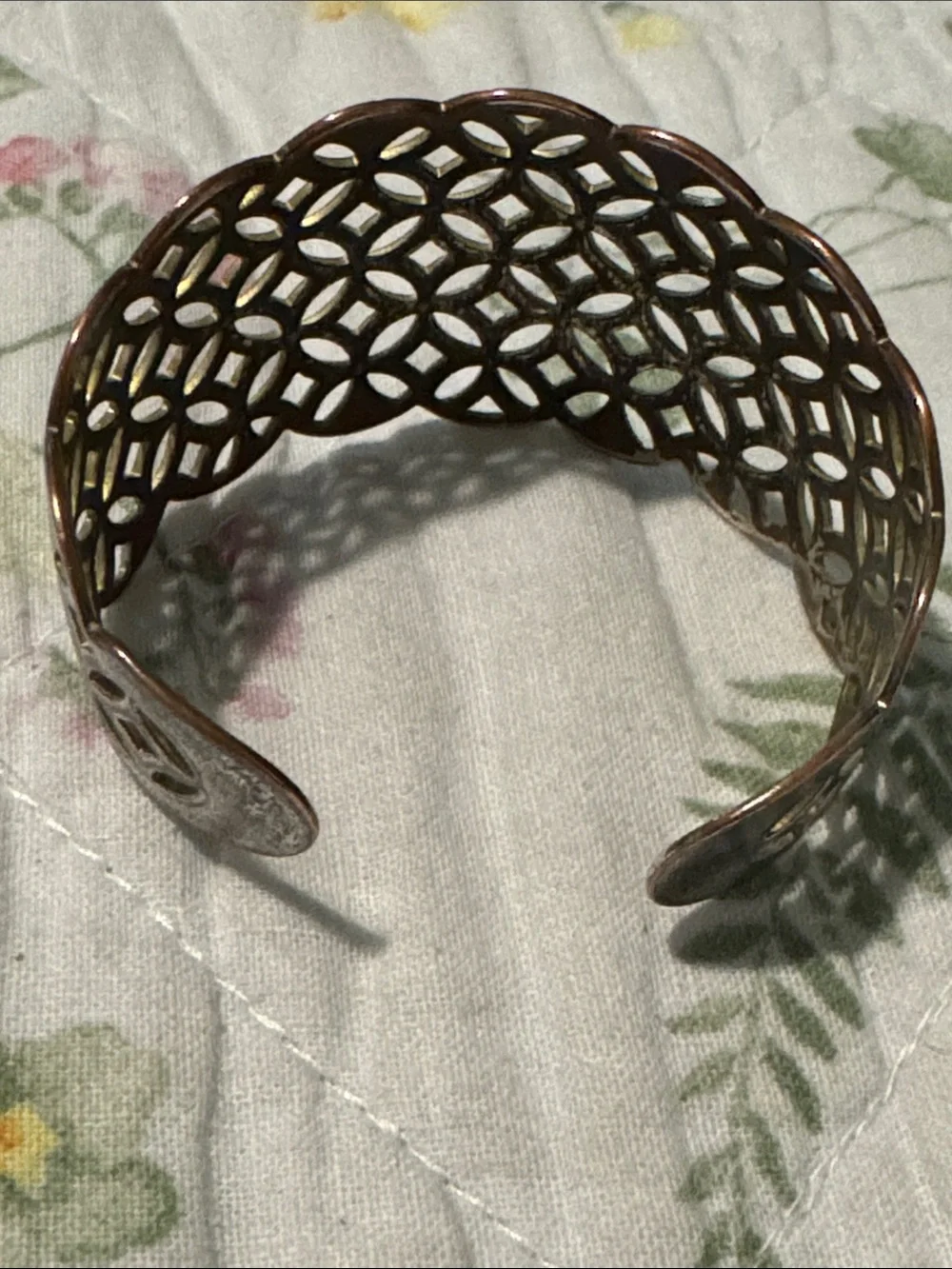 Fossil Bracelet Open Filigree Design Adjustable Cuff